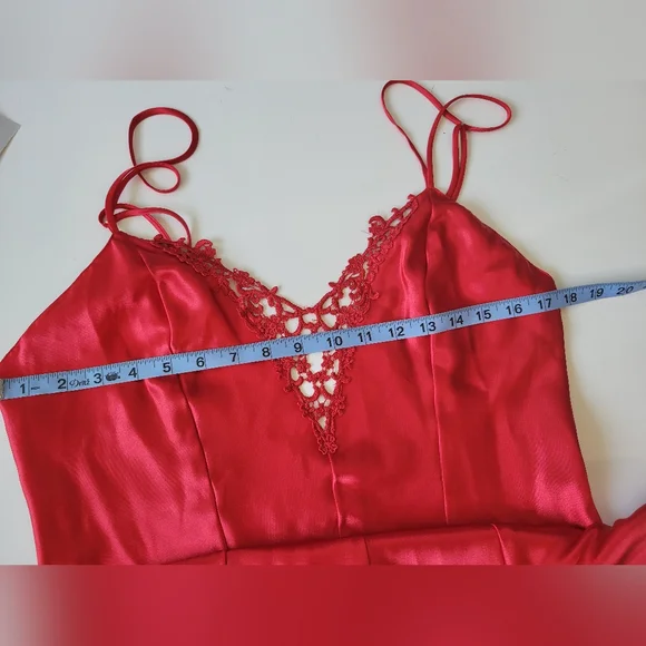 Frederick's Of Hollywood Womens Red Slip Satin Dress L - Picture 6 of 8